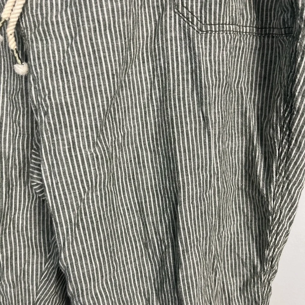 Anthropologie Seashore Linen Blend Pants Green/White Lagenlook size 3X